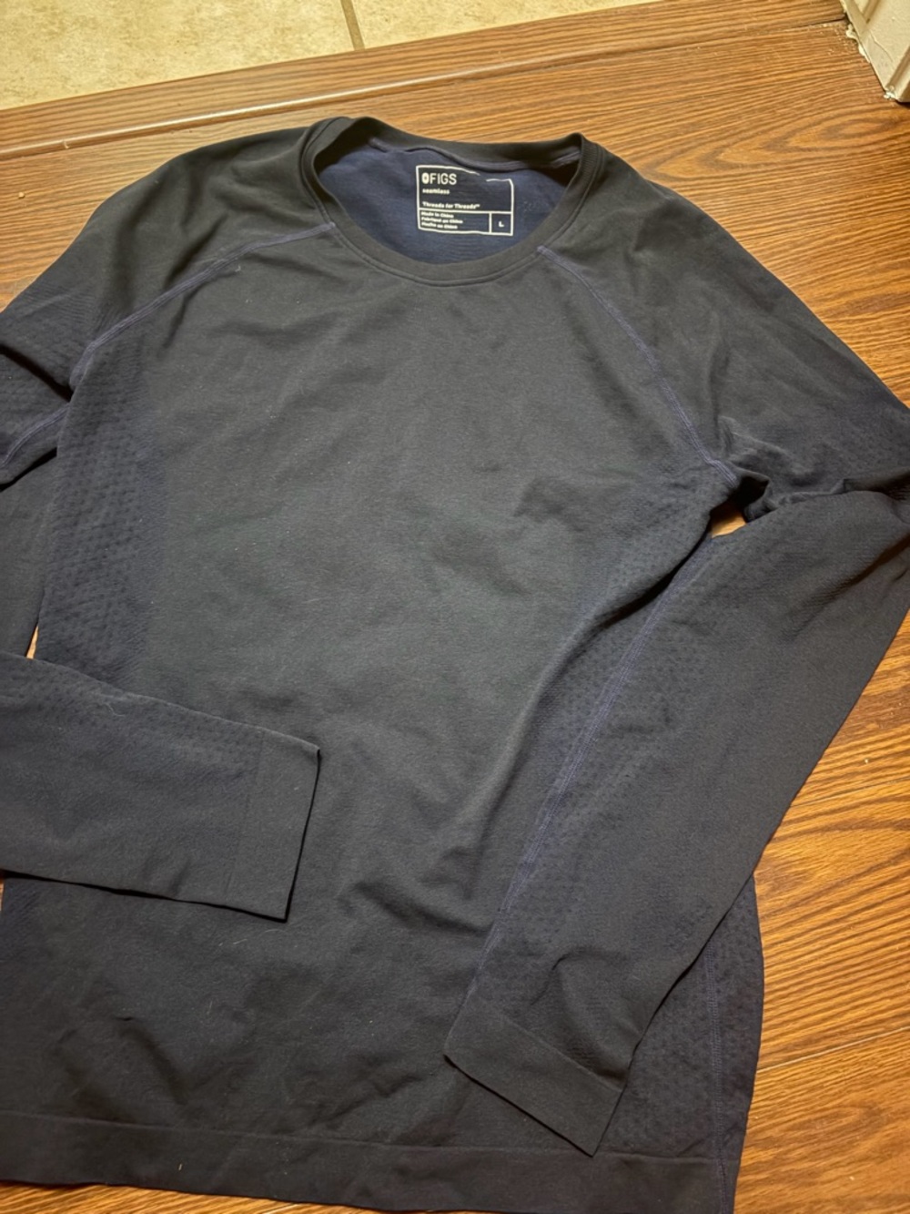 FIGS Navy Long-Sleeve Crew seamless under shirt